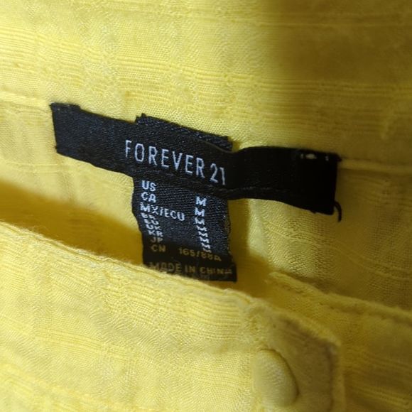 Crop Tops Tanks Womens Medium Yellow Button Down Ruffle Top - Picture 8 of 12